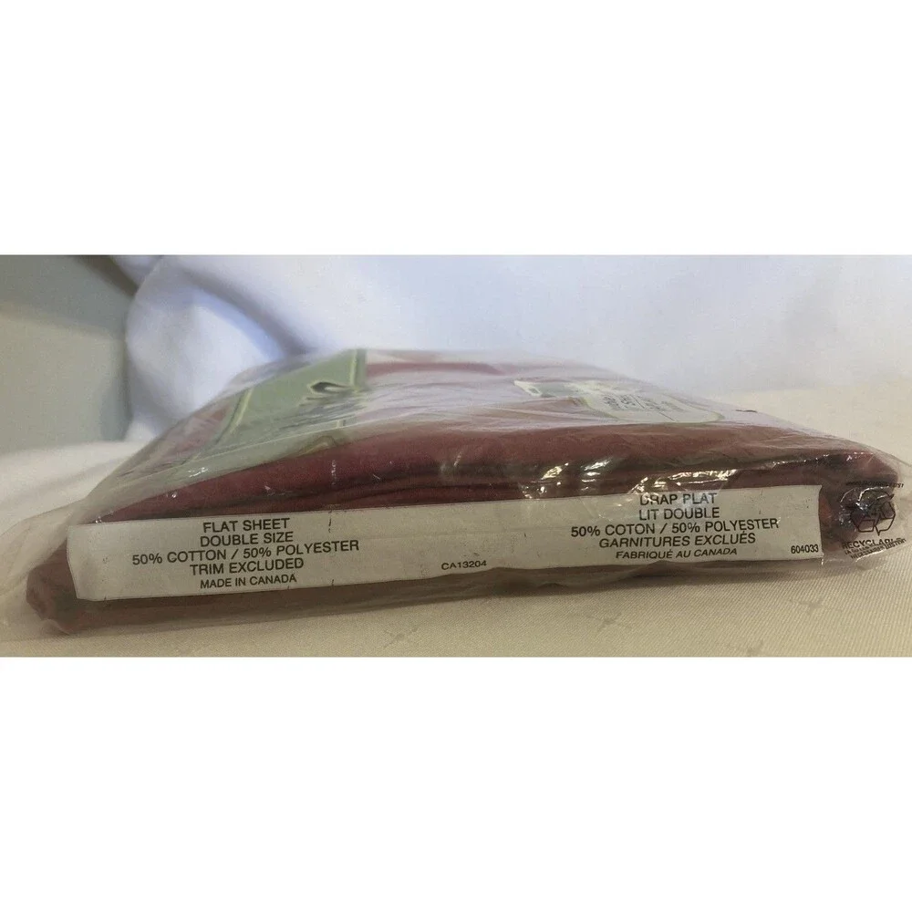 Vintage Wabasso Double Top Flat Sheet Burgandy Red NEW